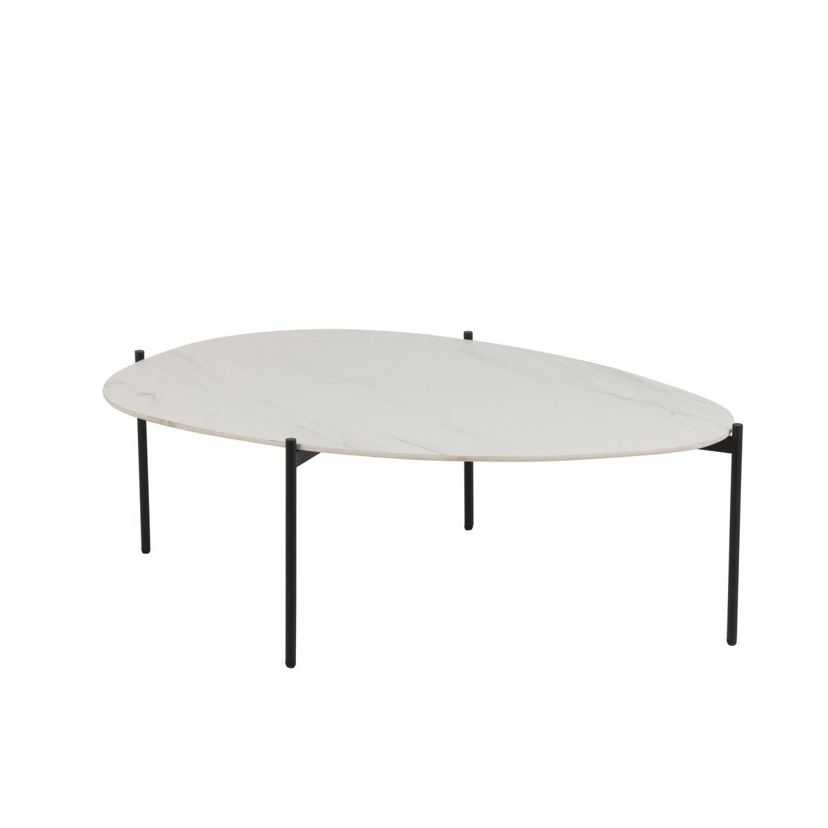 J-Line Side Table Oval Porcelain/Metal White Large