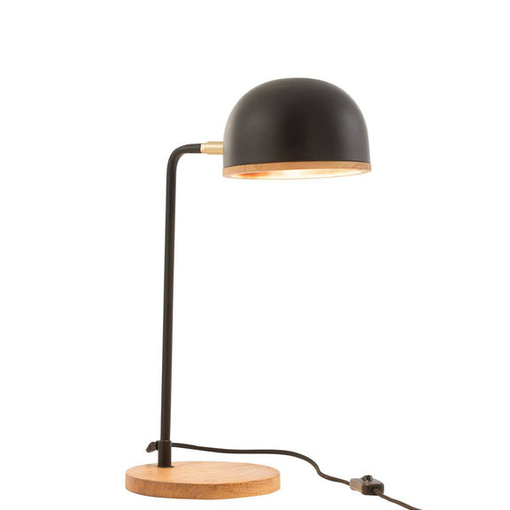 J-Line Table lamp Evy Iron/Wood Black/Natural - Goldgenix