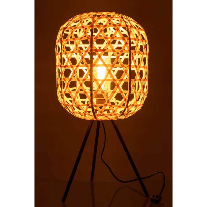 J-Line Table Lamp Tripod Round Bamboo Metal Natural/Black