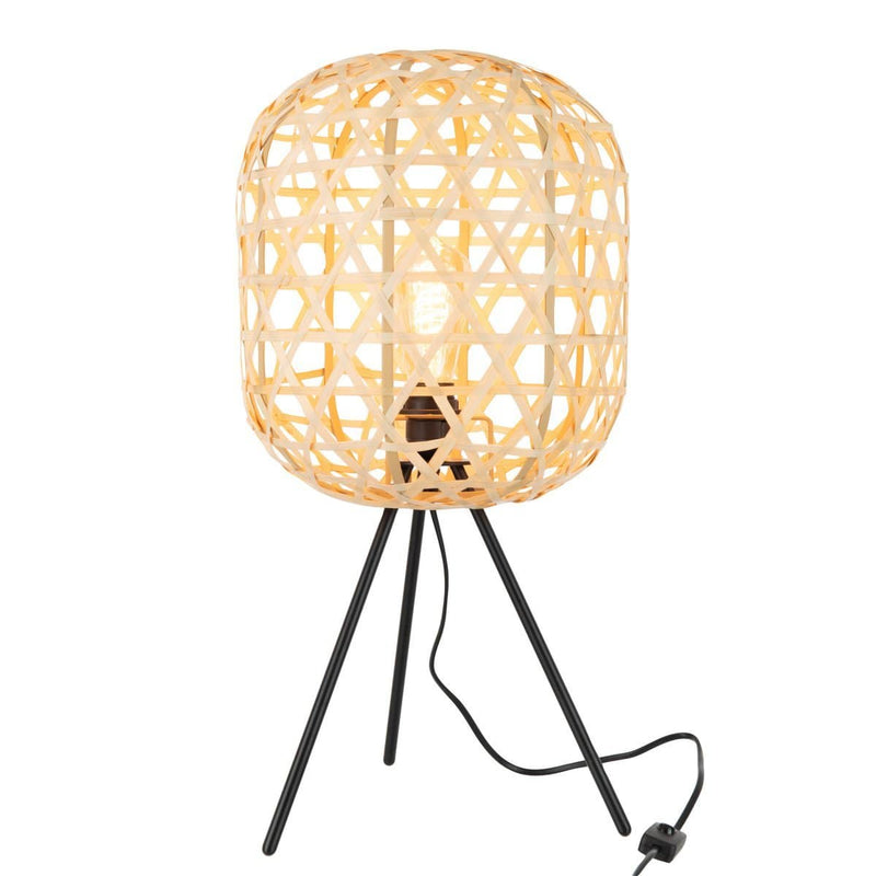 J-Line Table Lamp Tripod Round Bamboo Metal Natural/Black