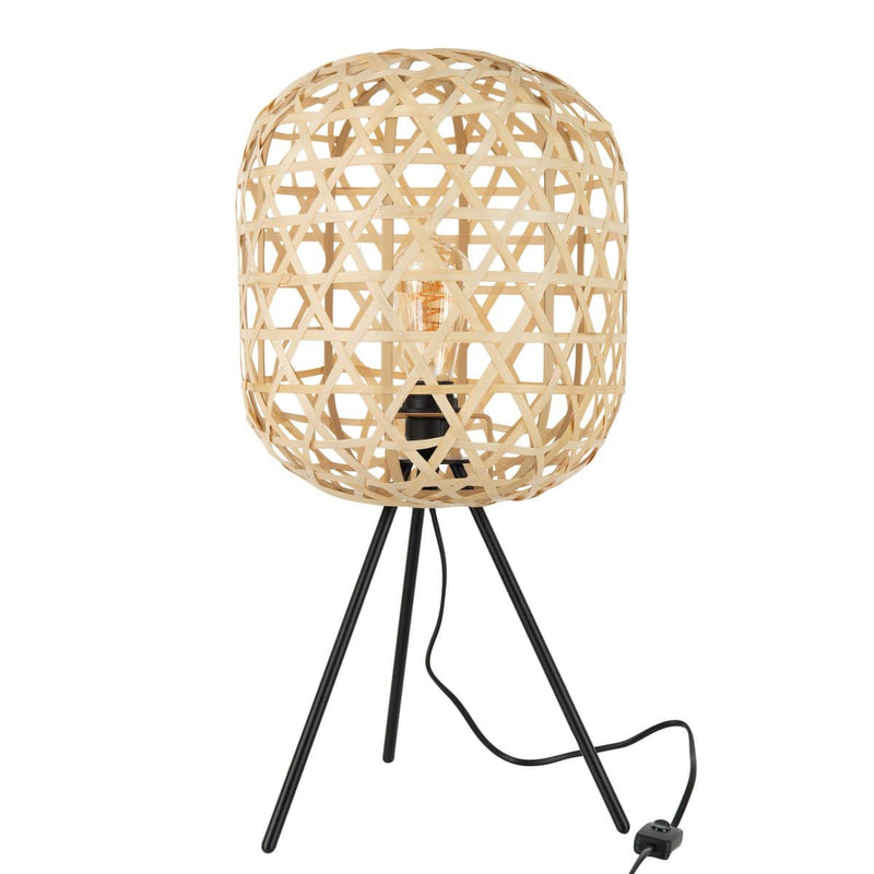 J-Line Table Lamp Tripod Round Bamboo Metal Natural/Black