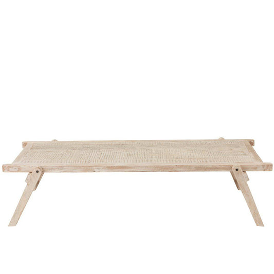 J-Line Table Military Bed Recycled Wood White Wash - 181 x 86 x 42 cm
