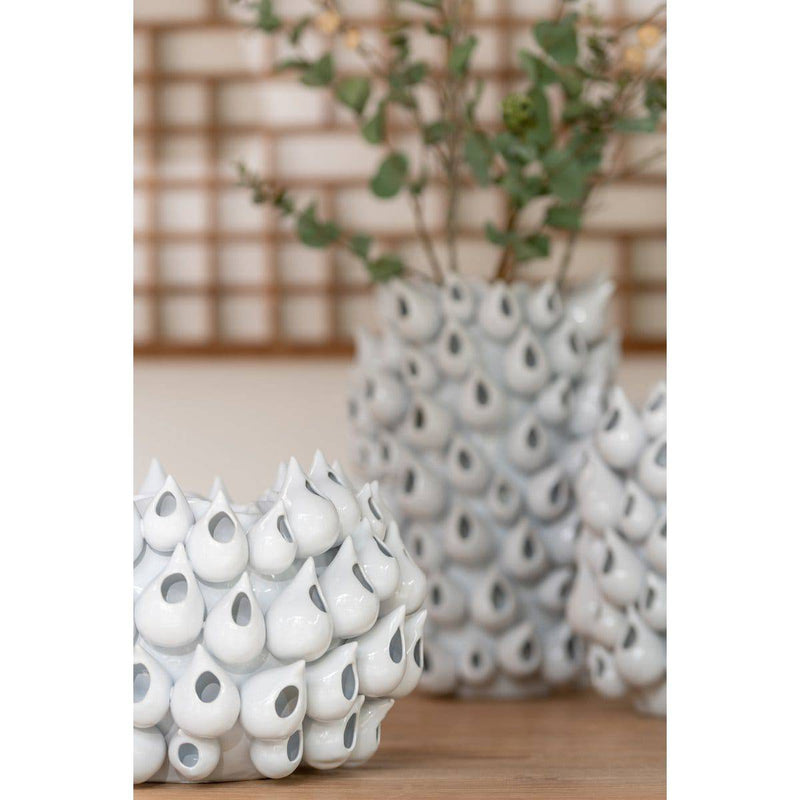 J-Line Vase Anemone High Earthenware White Large - 44 cm high