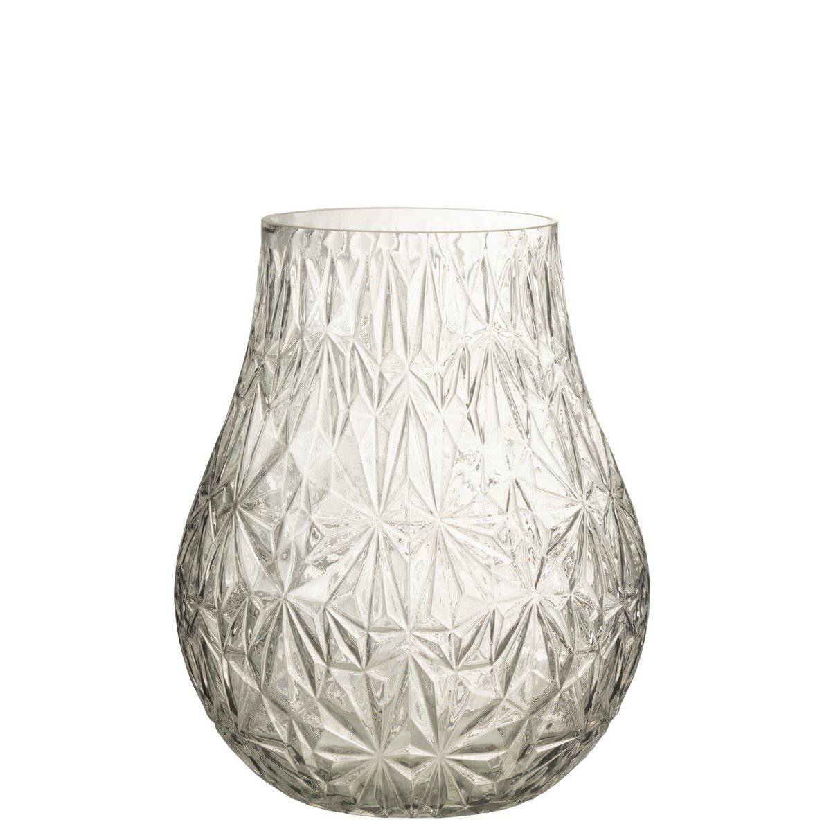J-Line Vase Nox Cut Glass Transparent Large - 28.5 cm high