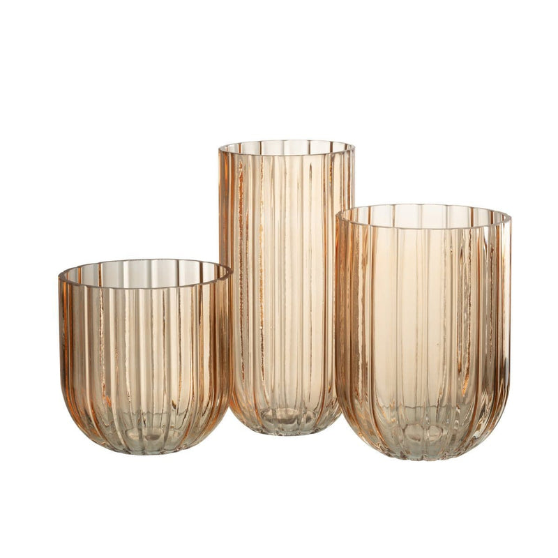 J-Line Vase Yari Stripes Glas Peche Groß – 25 cm hoch