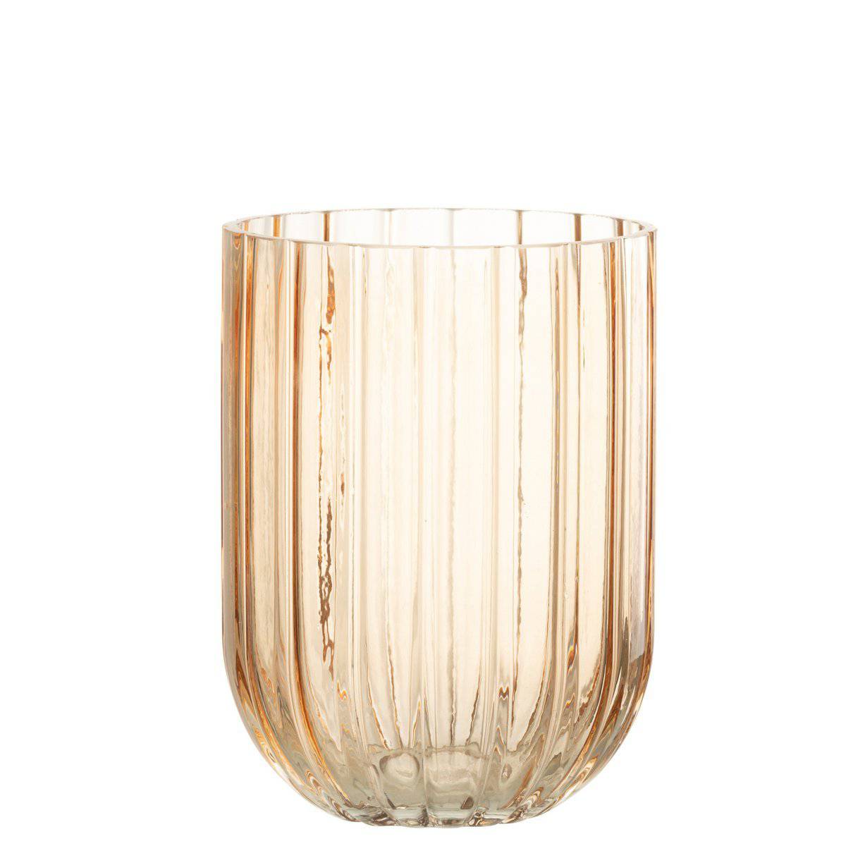 J-Line Vase Yari Stripes Glass Peche Medium - 20.5 cm high