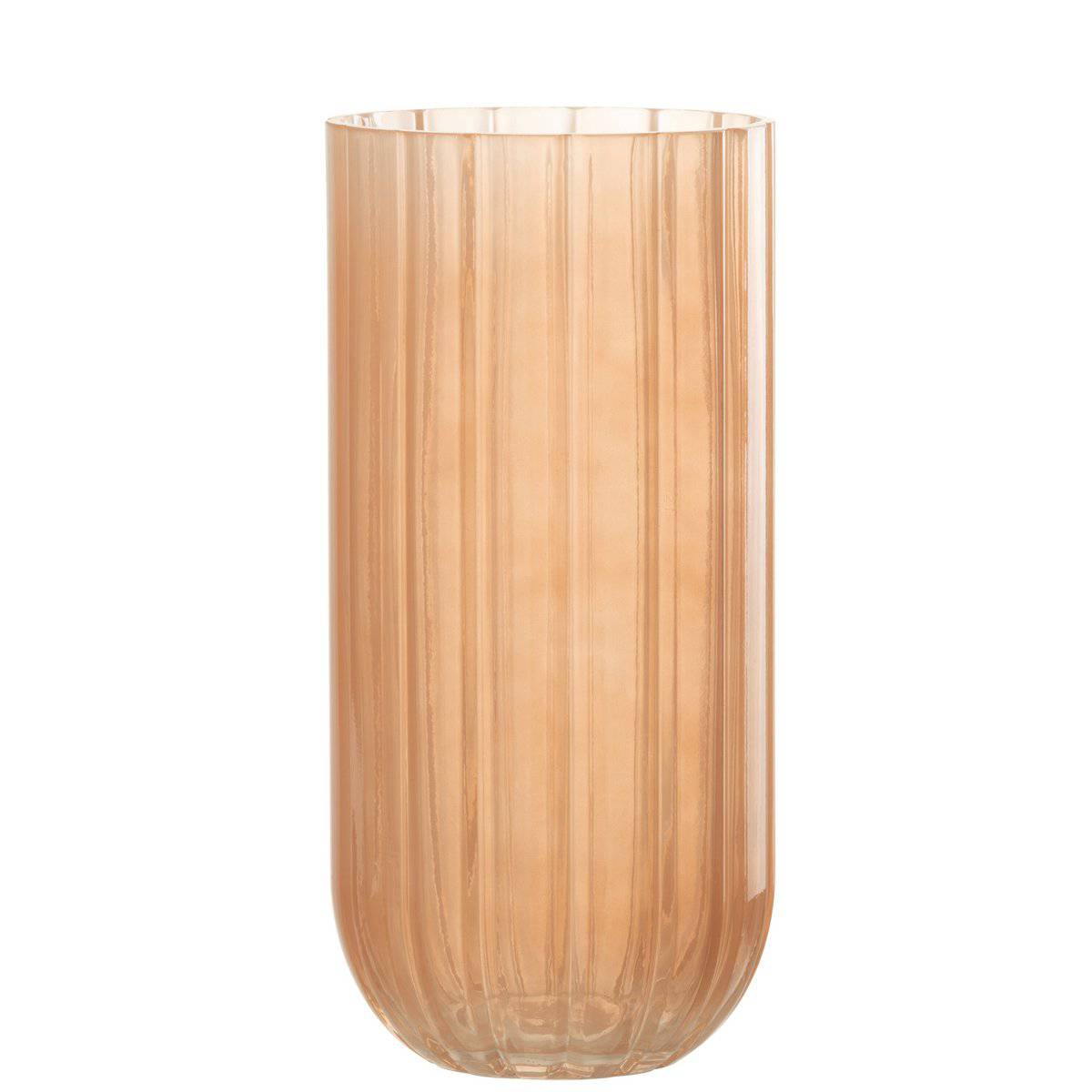 J-Line Vase Yoni Stripes Glass Peche Large - 25 cm high