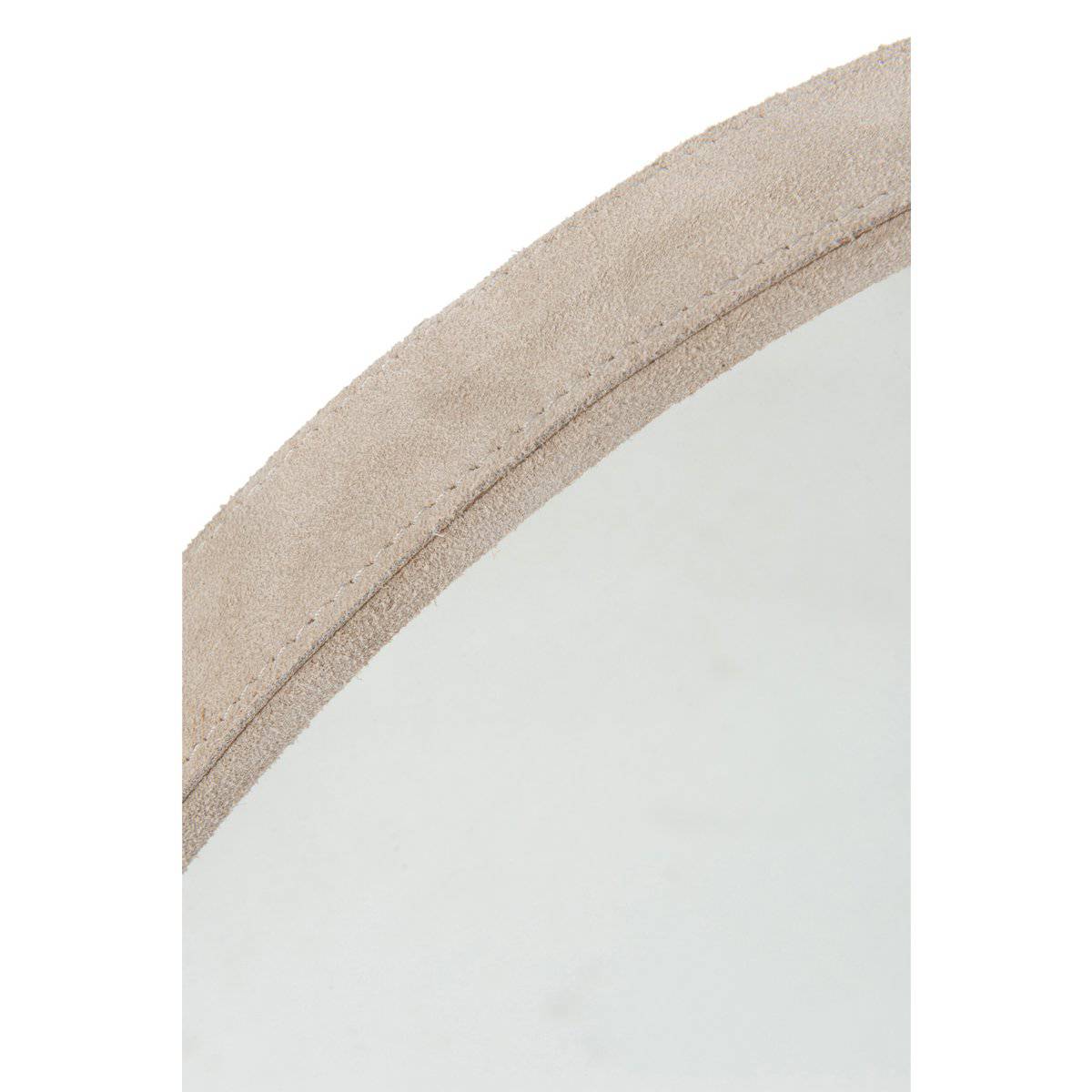 MIRROR ROUND LEATHER BEIGE S (40x40x3.5cm) - Goldgenix