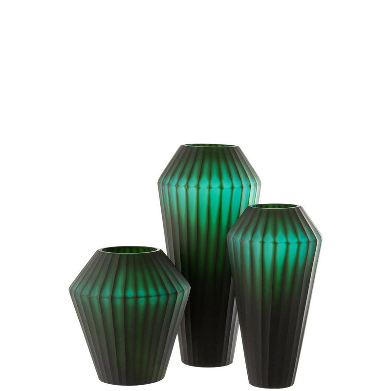 VASE ELISA GREEN GLASS LARGE (20x20x43cm)