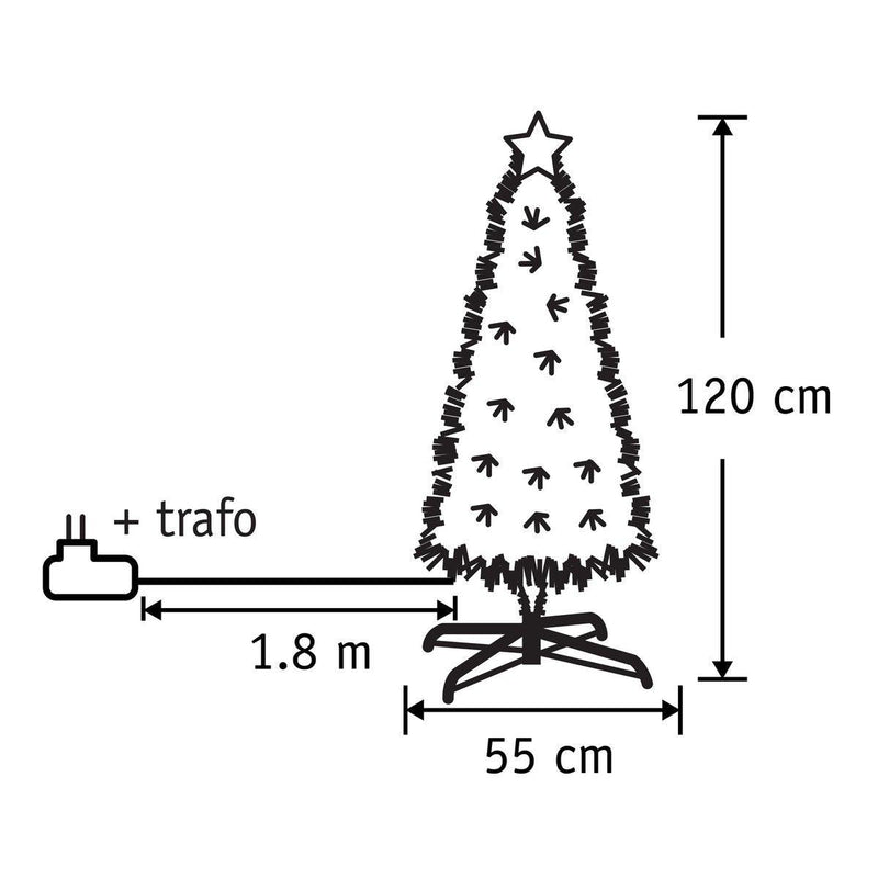 Künstlicher Weihnachtsbaum Mercury mit Glasfaserbeleuchtung – H120 x Ø55 cm – Grün