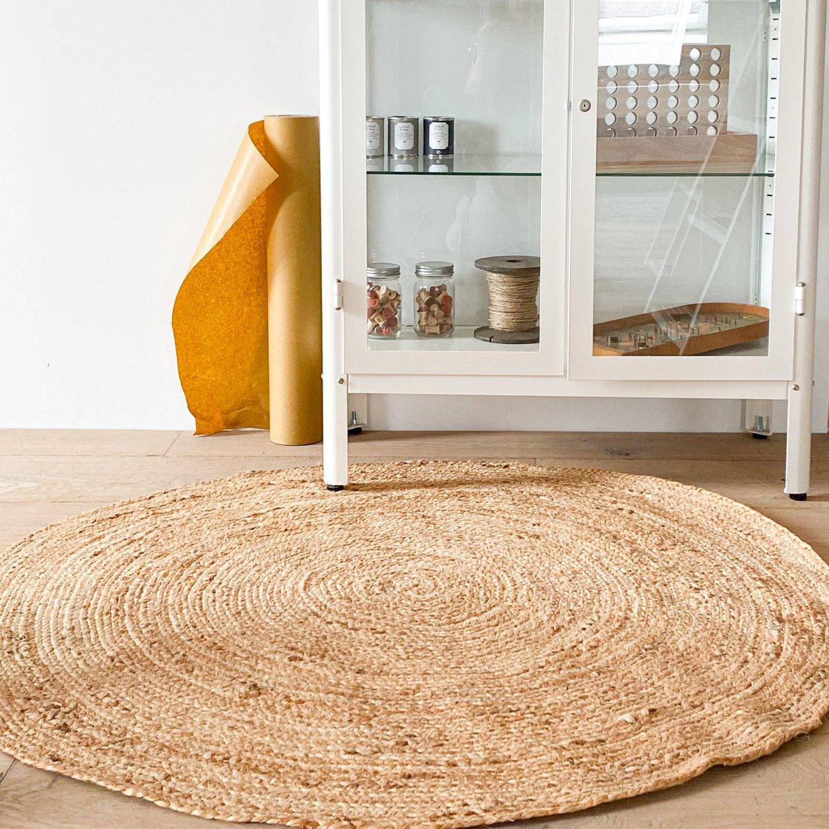 Jute Rug Round 120 cm Natural - Goldgenix