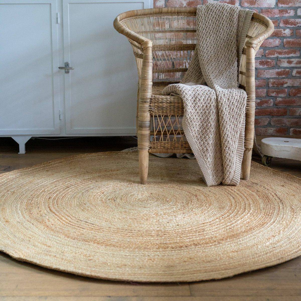 Jute Rug Round 150cm Natural - Goldgenix