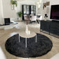 Round High Pile Rug Anthracite/Black Foliage Shaggy 200cm