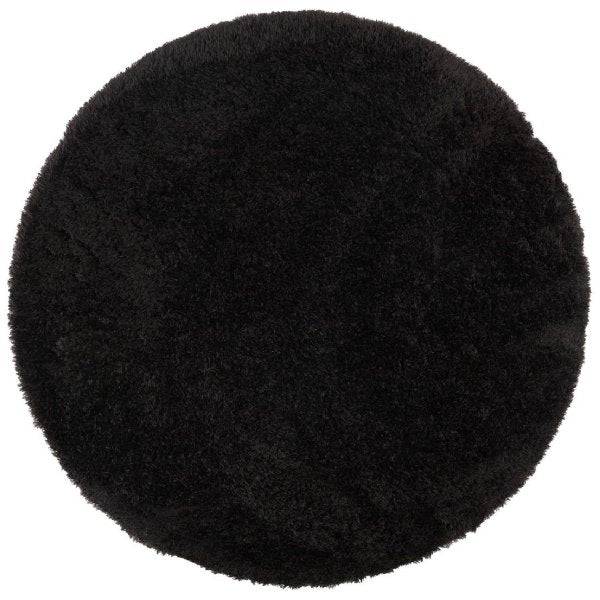 Round High Pile Rug Anthracite/Black Foliage Shaggy 240cm - Goldgenix