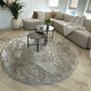 Round High Pile Rug Cream/White Foliage 240cm