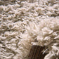 Round High Pile Rug Creme/White Foliage Shaggy 120cm - Goldgenix