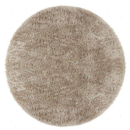 Round High Pile Rug Creme/White Foliage Shaggy 200 cm