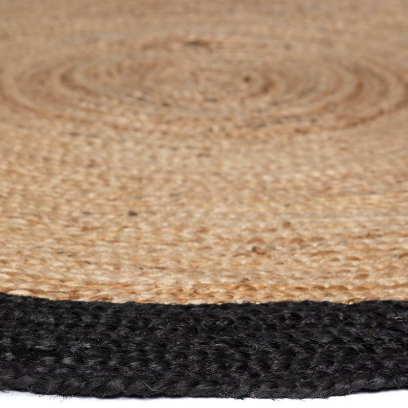 Rond jute vloerkleed Naturel/Antraciet met rand 120cm