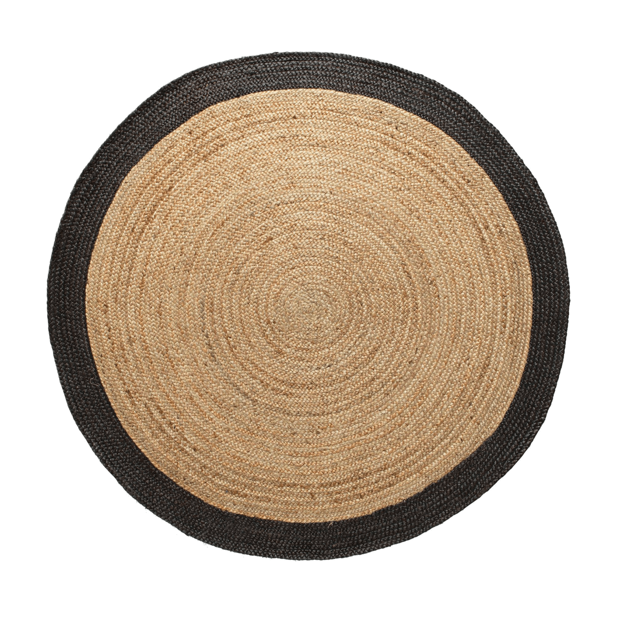 Round jute rug Natural/Anthracite with border 120cm