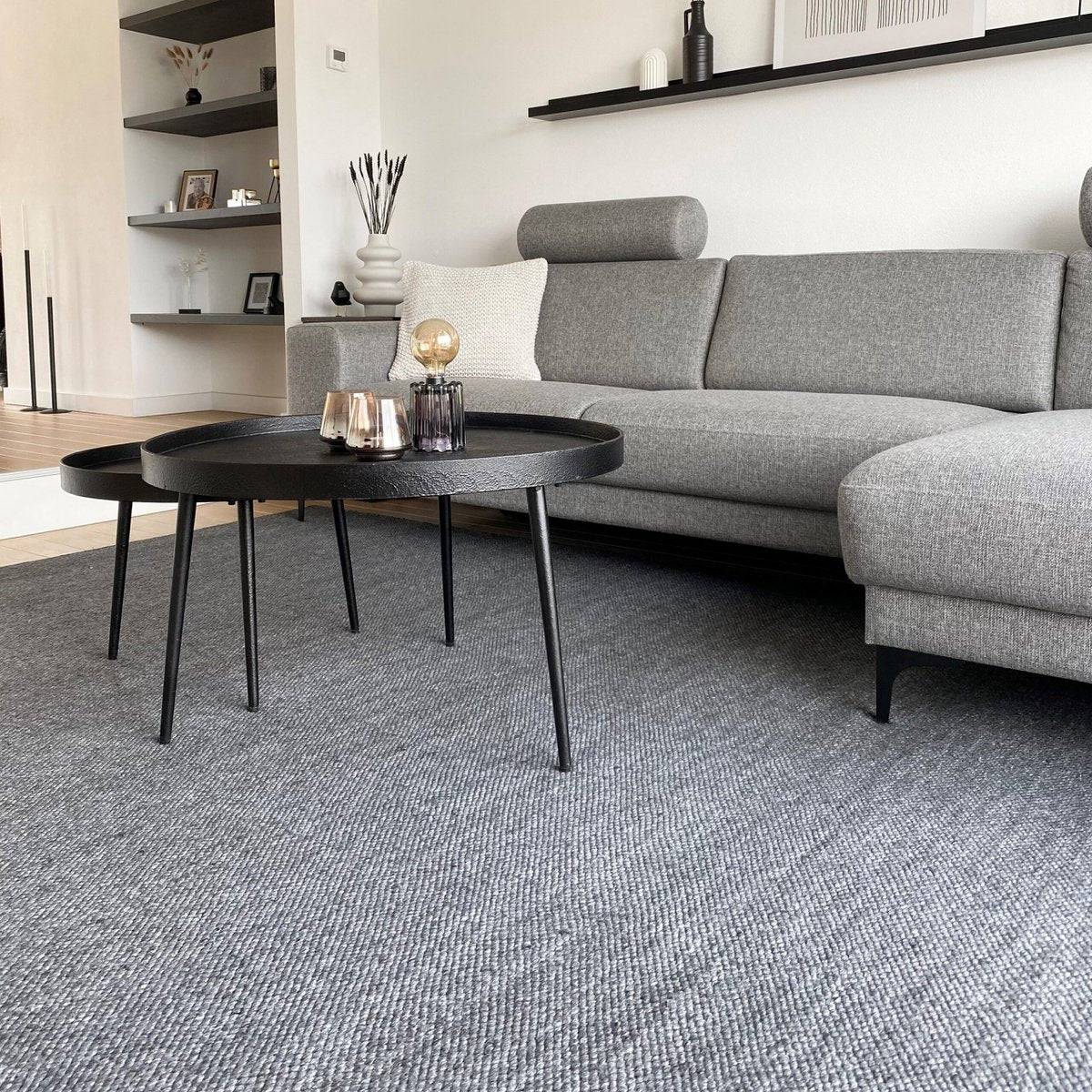 Wool Rug Dark Gray 140x200cm - Goldgenix