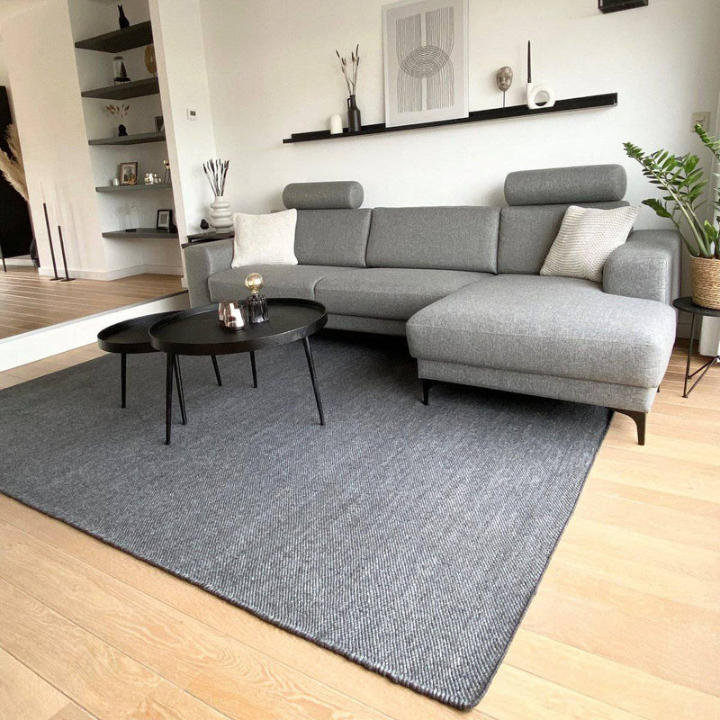 Wool Rug Dark Gray 140x200cm