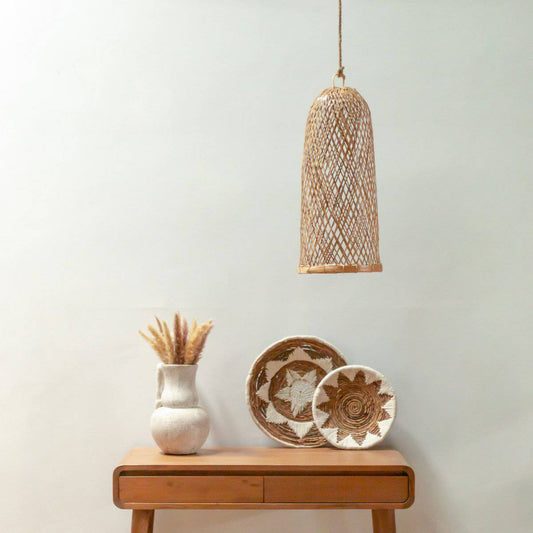 Bambu lampa | Naturlig lampskärm | Vävd taklampa CAMAYA