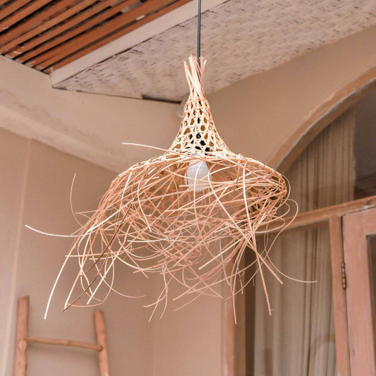Bambu lampskärm med tofsar | Naturlig lampskärm | Pendellampa GILI