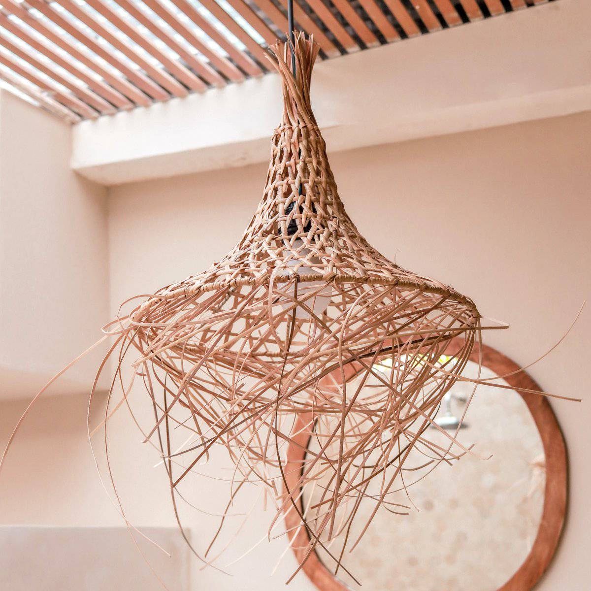 Bambu lampskärm med tofsar | Naturlig lampskärm | Pendellampa GILI
