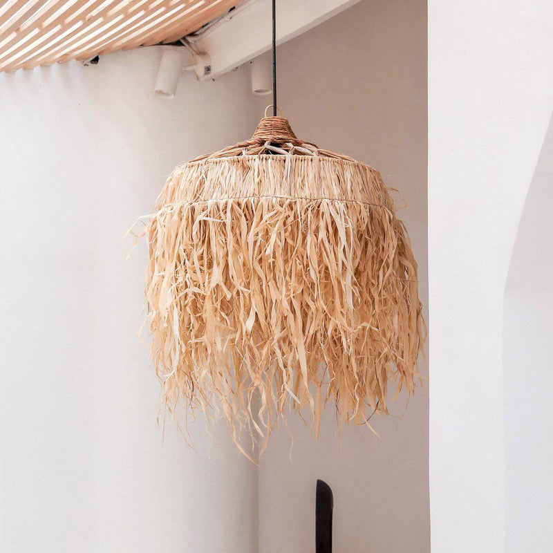 Raffia Lamp with Long Fringes | Lampshade | Pendant Lamp KAWI (2 sizes) - Goldgenix