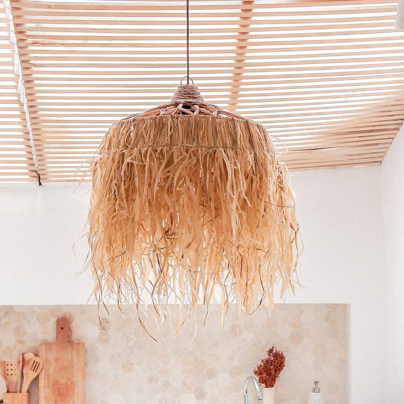 Raffia Lamp with Long Fringes | Lampshade | Pendant Lamp KAWI (2 sizes)