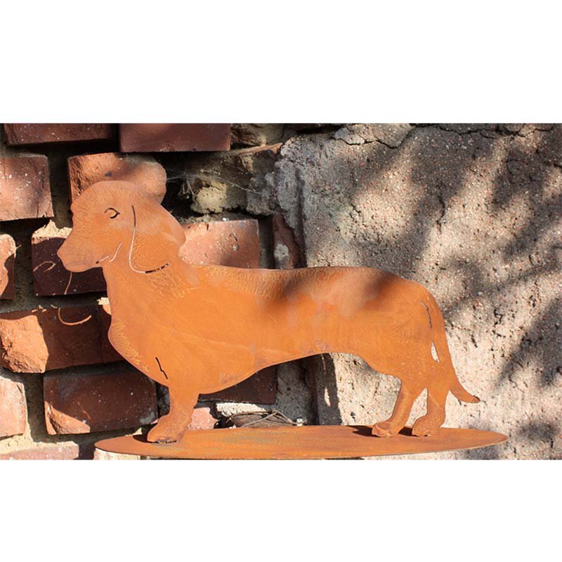 hond | Patina teckel Waldi | Dierenfiguur gemaakt van roestig metaal