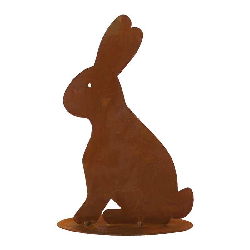 Tuindecoratie figuur konijn Hoppel op bodemplaat | Paasdecoratie vintage