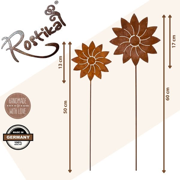 metal decorative flower | on bar | Flowers on garden stakes