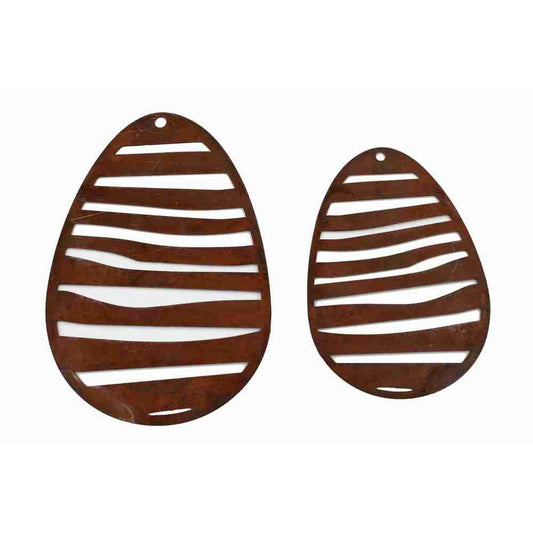 Rust decoration Easter eggs hanging decoration | Set of 2 in "striped look" | Patina Easter eggs to hang up