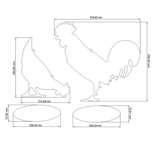 Deco | Chicken and Rooster | Rust figures for home and garden