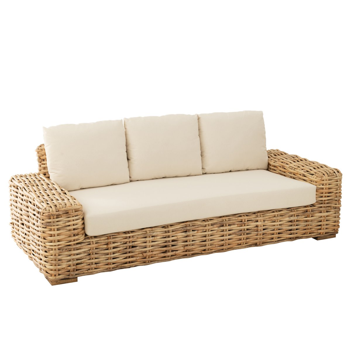 J-Line Sofa+Cushion 3 Persons Rattan/Textile Natural/White
