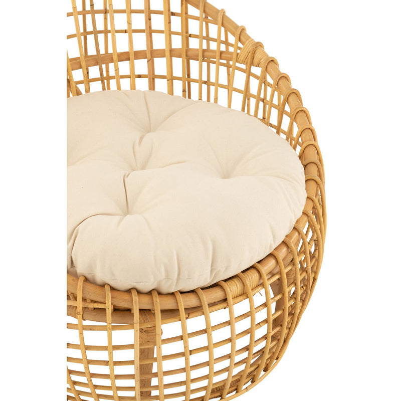 J-Line Chair Lise+Cushion 1 Person Rattan/Textile Natural/White