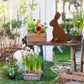 Trädgårdsdekoration figur kanin Hoppel på bottenplatta | Påskdekoration vintage