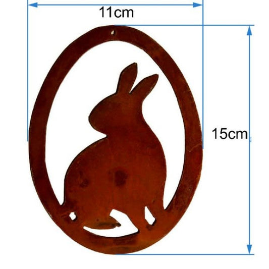 Rostdekoration kanin i ägget | Fönsterdekoration hängande till påsk | 15cm x 11cm | sittande kanin | Påskägg att hänga upp