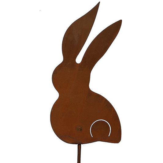 Patina garden decoration rabbit with stick | Easter decoration for garden and home