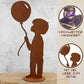 pojke med ballong | Patina trädgård dekoration figur