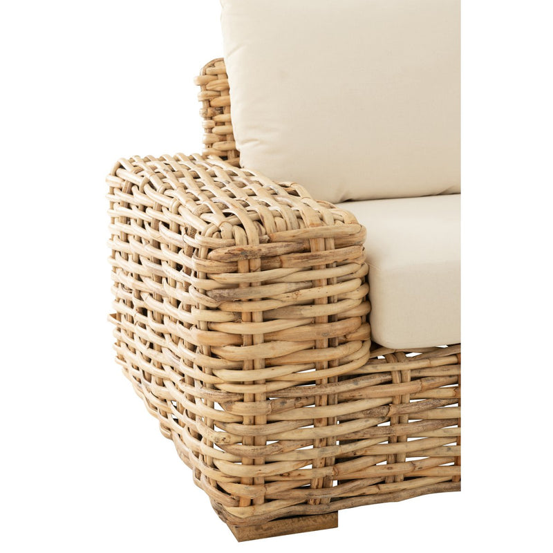 J-Line Sofa+Cushion 3 Persons Rattan/Textile Natural/White